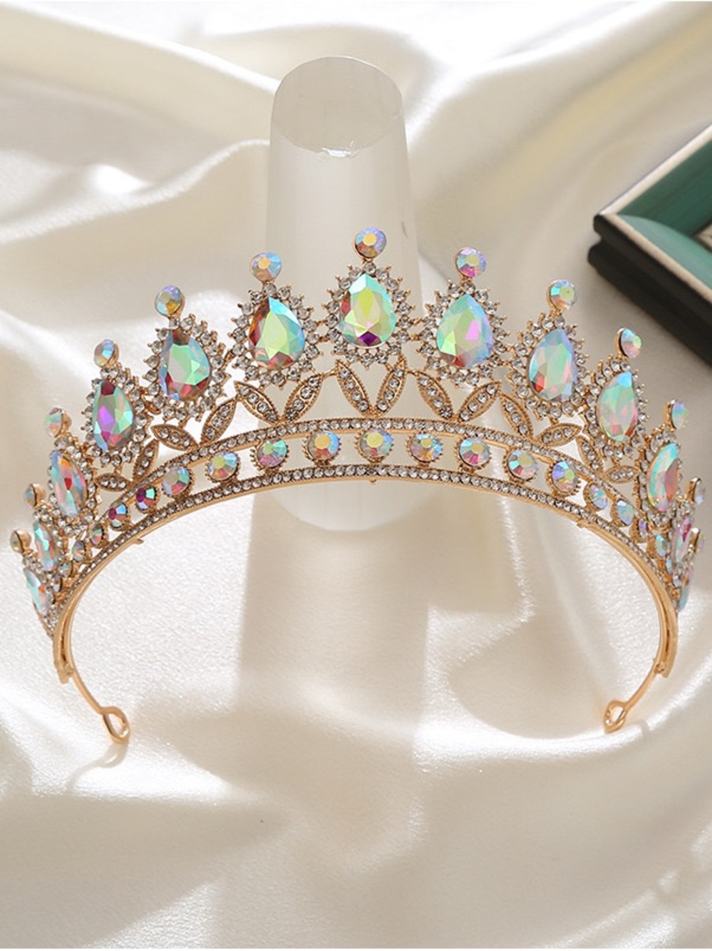 Gold Crystal Aurora Teardrop Tiara - Women Accessories